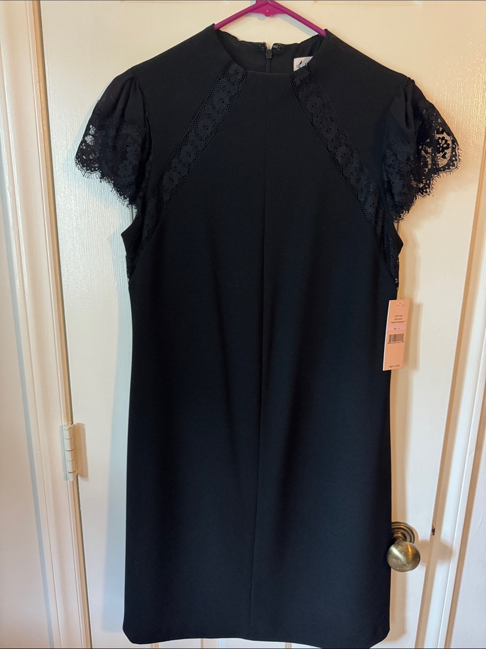 Nanette Lepore Black Lace-Sleeve Shift Dress